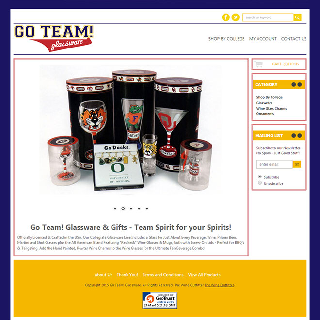 Go Team Glassware Logo & Web Design for eCommerce Online Store