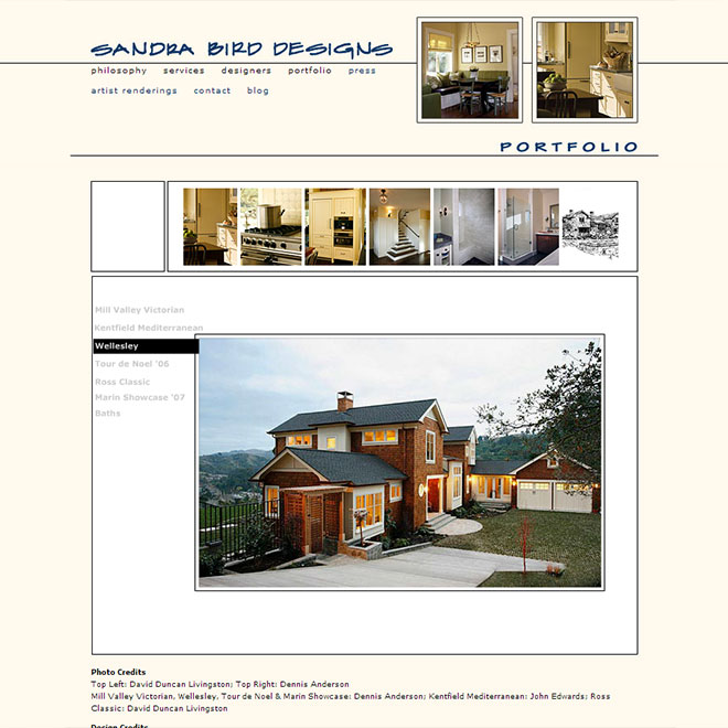 Sandra Bird Design Firm Web Site Design